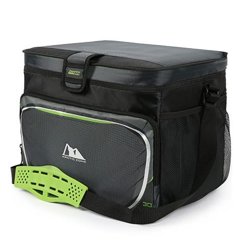 Arctic Zone 30 Can Zipperless Soft Sided Cooler with Hard Liner, Grey and Green | Walmart (US)