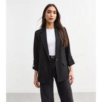 Women's Black Cropped Sleeve Blazer New Look | New Look (UK)