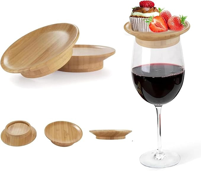 Bamboo Wine Coasters and Charcuterie Board Set with Wine Glass Covers (3PCS) | Amazon (US)