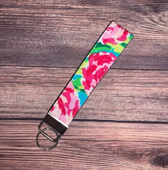 Lilly Rose Print Key Chain // Key FOB Wristlet // CactusPeach Pet Boutique | Etsy (US)