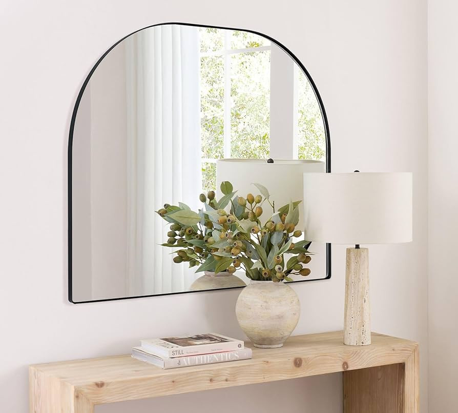 32x40'' Large Black Arched Mantel Mirror Matt Black Arch Fireplace Mirror for Bathroom or Living ... | Amazon (US)