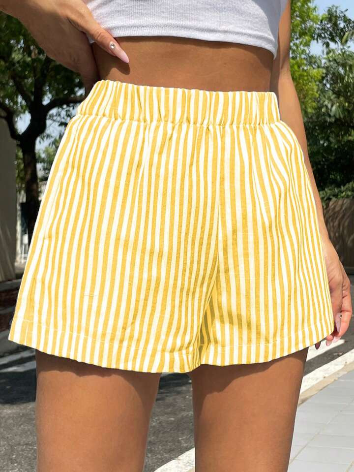 SHEIN EZwear Stripe Wide Leg Shorts | SHEIN