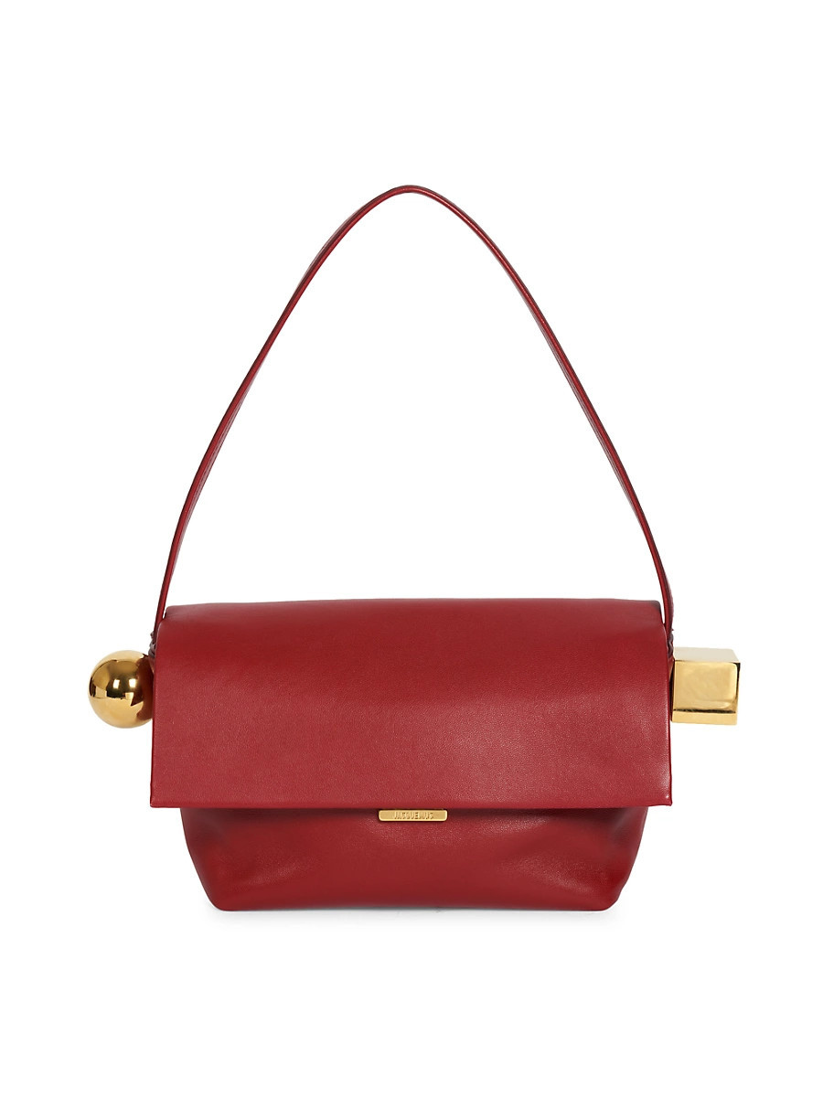 Women's Le Rond Carré Leather Shoulder Bag - Dark Red | Saks Fifth Avenue