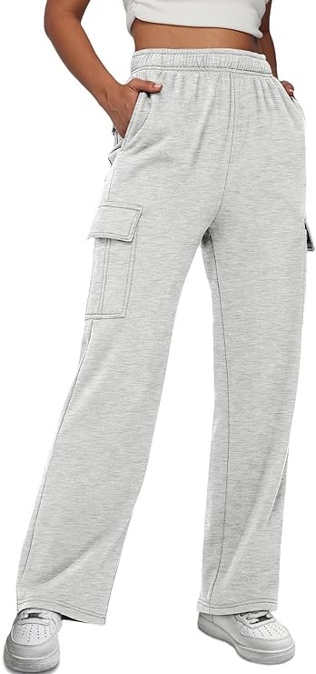 AUTOMET Womens Cargo Sweatpants Casual Baggy Fleece High Waisted Joggers Pants | Amazon (US)