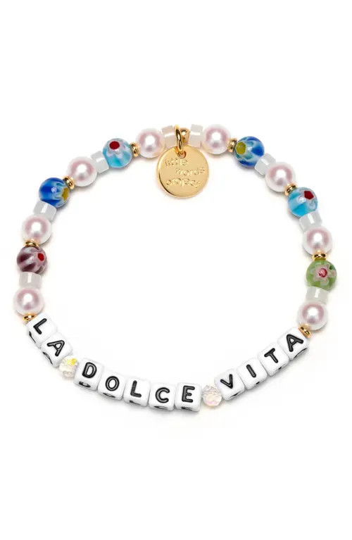 Little Words Project La Dolce Vita Beaded Stretch Bracelet in White at Nordstrom, Size Small | Nordstrom