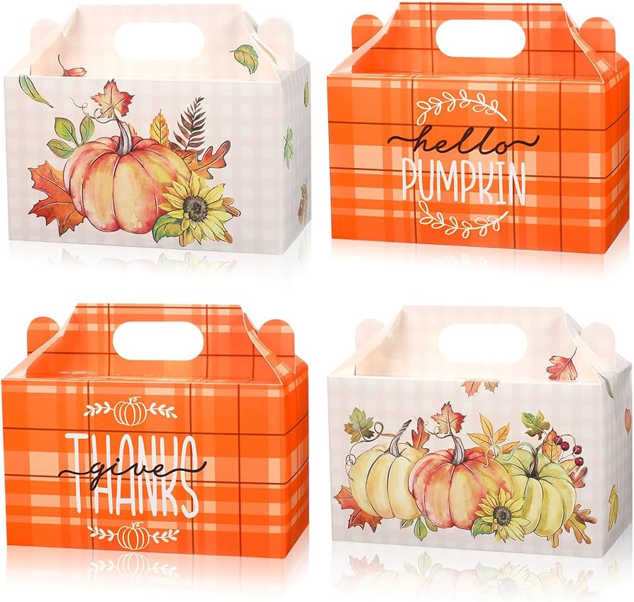 Pasimy 24 Fall Party Candy Boxes Thanksgiving Party Treat Boxes Autumn Harvest Party Boxes Pumpki... | Amazon (US)