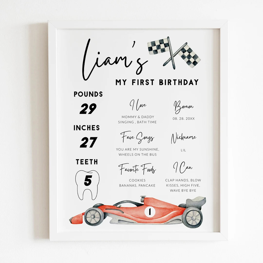 FAST ONE Milestone Sign, 1st Birthday Milestone Board, Race Car First Birthday Party Decorations ... | Etsy (US)