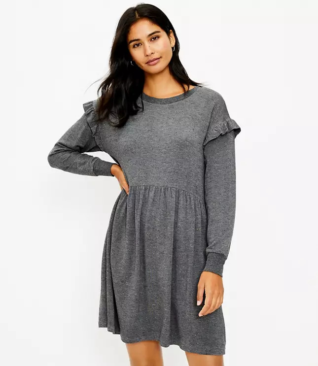 Ruffle Shoulder Swing Dress | LOFT