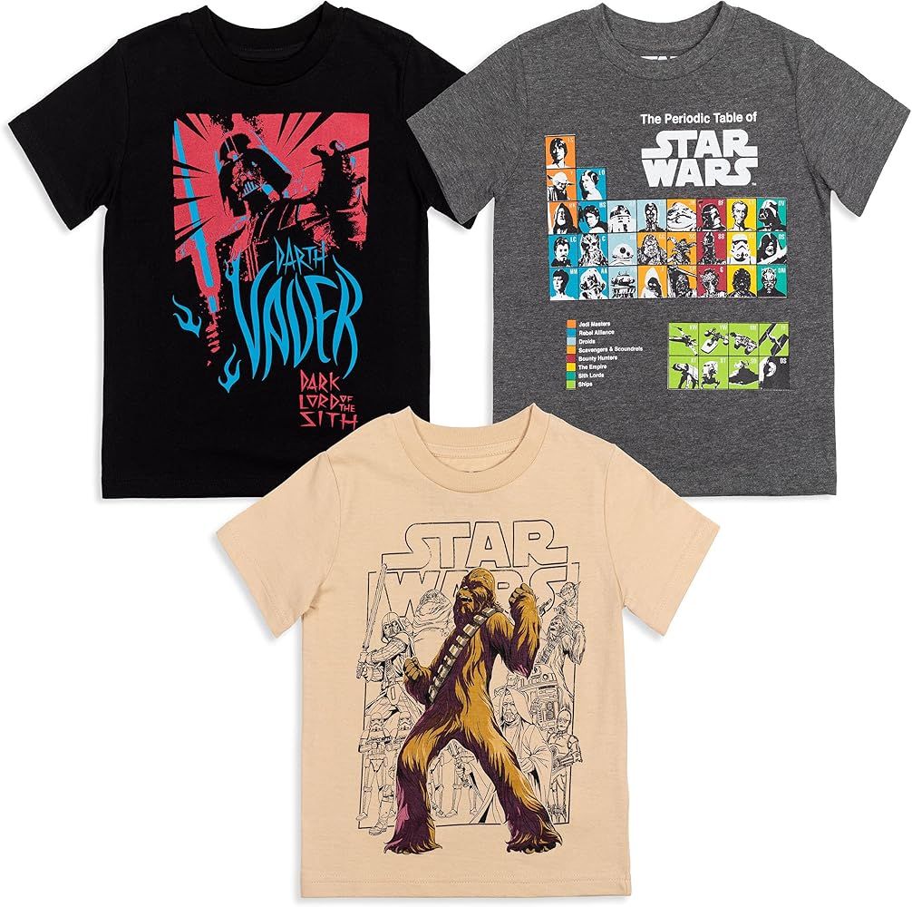 STAR WARS Boys 3 Pack Short Sleeve Graphic T-Shirt | Amazon (US)