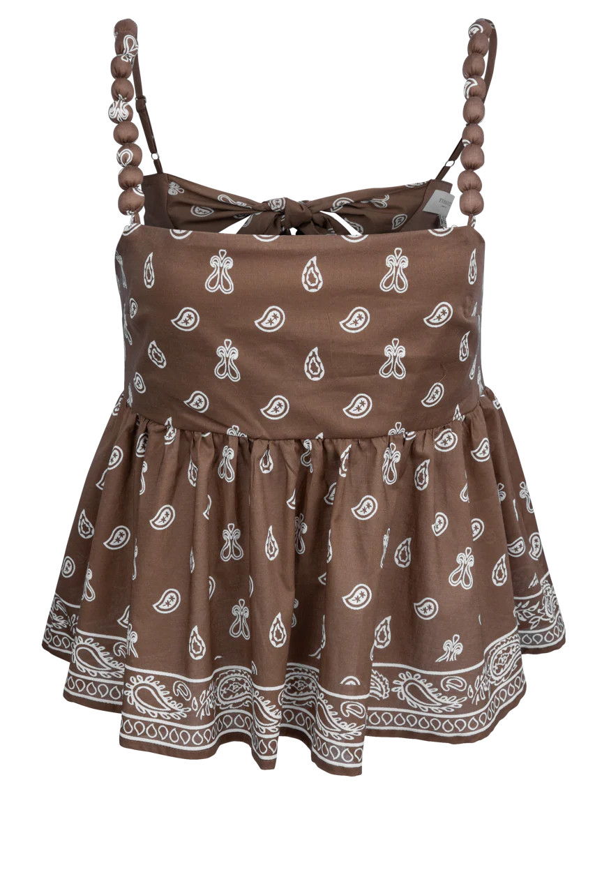 Peace Love Line Brown Paisley Peplum Top | Pinto Ranch | Pinto Ranch