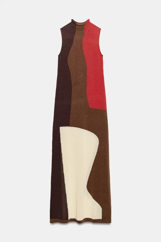 Sleeveless long dress with a high neck. | Zara UK