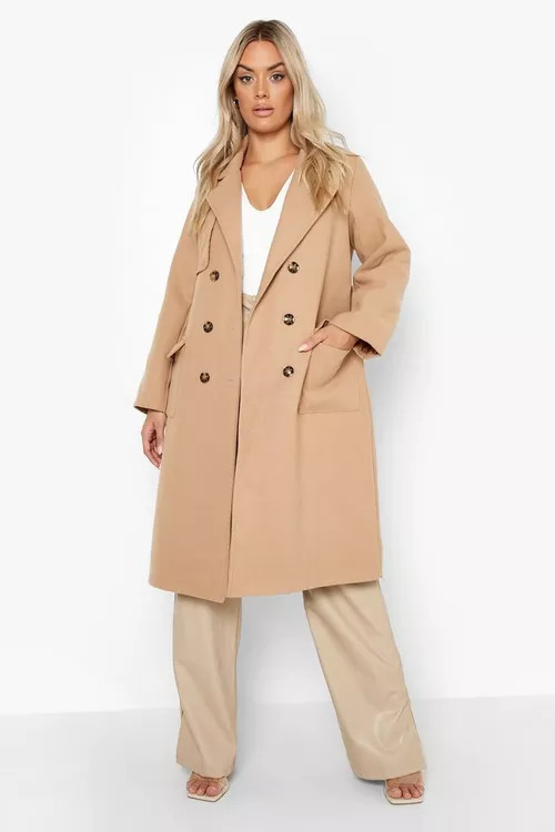 Plus Tailored Self Belted Longline Coat | Boohoo.com (US & CA)