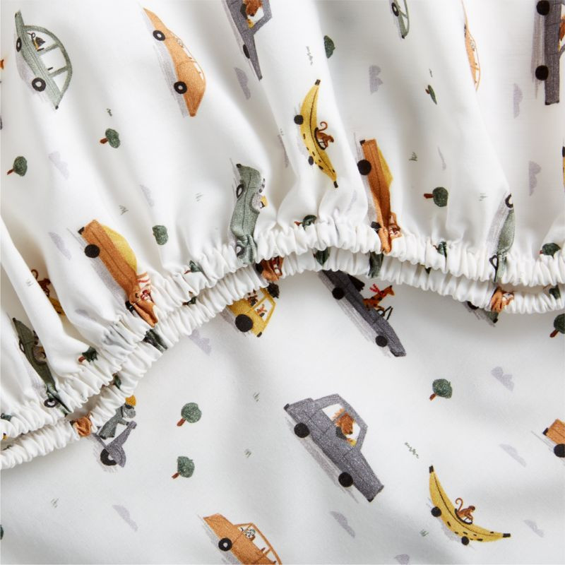 Stay Cool Transportation Organic Cotton Baby Crib Fitted Sheet + Reviews | Crate & Kids | Crate & Barrel