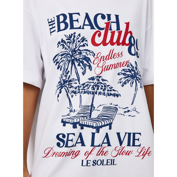 Buy White Sea La Vie Graphic Oversized Fit Sleep Tee M | Nightdresses | Tu | Tu Clothing