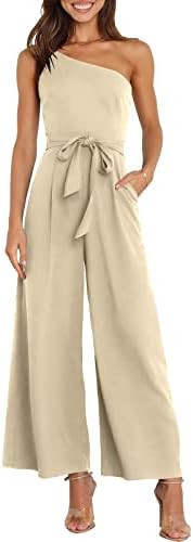ANRABESS Women Summer Dressy Jumpsuits One Shoulder Sleeveless Casual Wide Leg Pants Romper Jumpe... | Amazon (US)