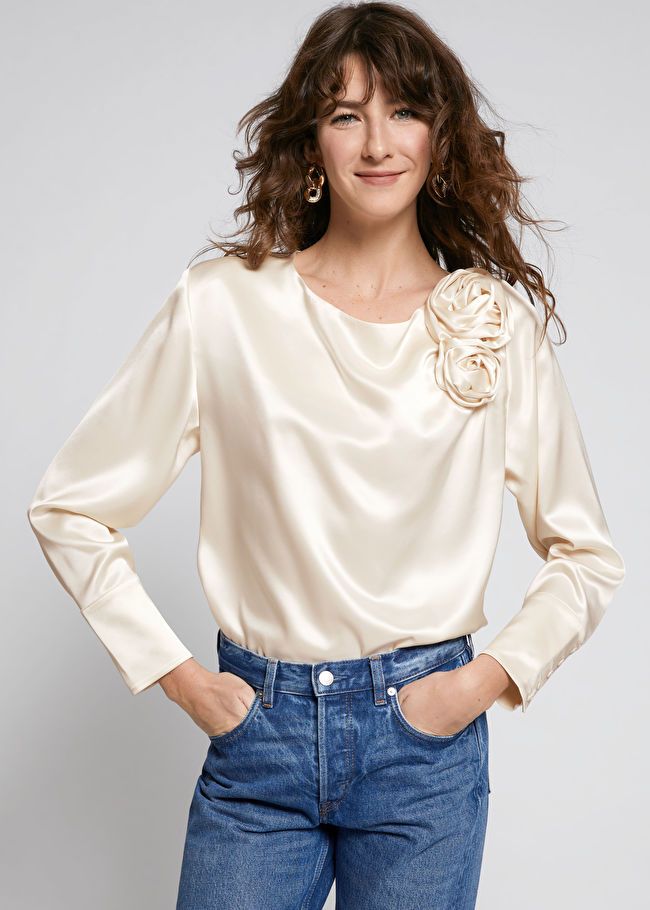 Rose Appliqué Ruched '80s Blouse | & Other Stories (EU + UK)