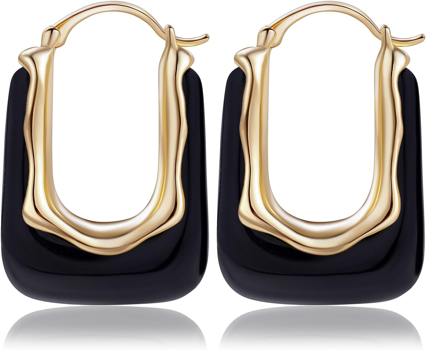 Resin Gold Hoop Earrings Chunky Statement Acrylic Huggie Dangle Fun Jewelry | Amazon (US)
