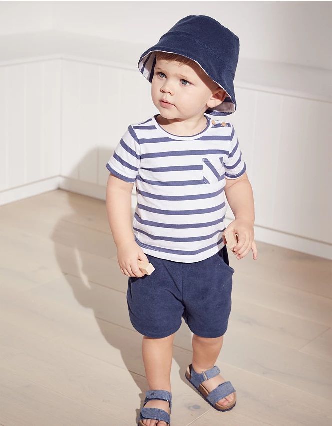 Stripe T-Shirt, Shorts & Hat Set | The White Company (UK)