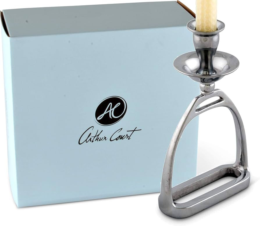 Arthur Court Candlestick Equestrian Horse Polo Stirrup - Cast Aluminum Hand Polished Candle Holde... | Amazon (US)