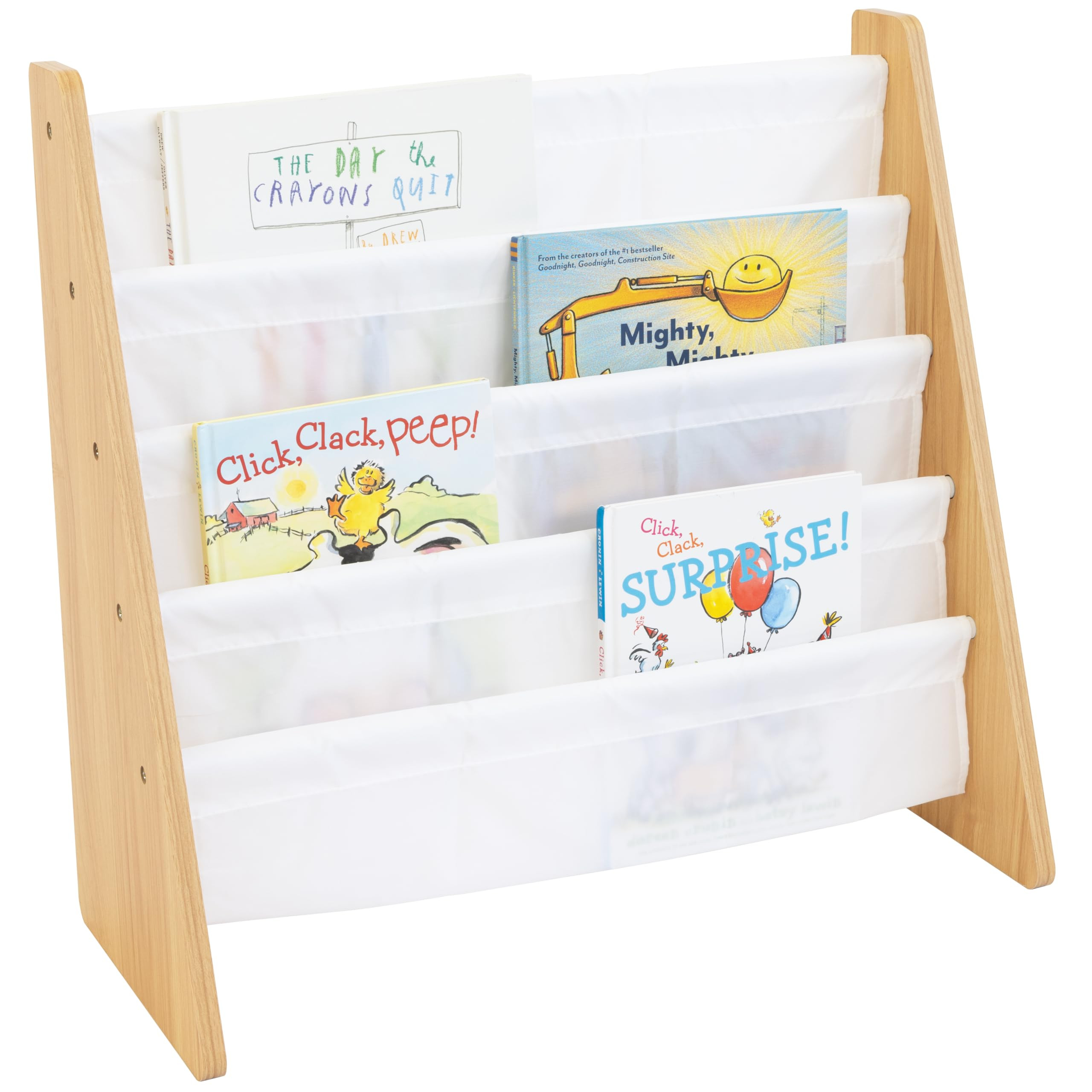 Humble Crew, 4 tier, Natural/White Kids Book Rack Storage Bookshelf with Deep Sleeves, Universal | Amazon (US)