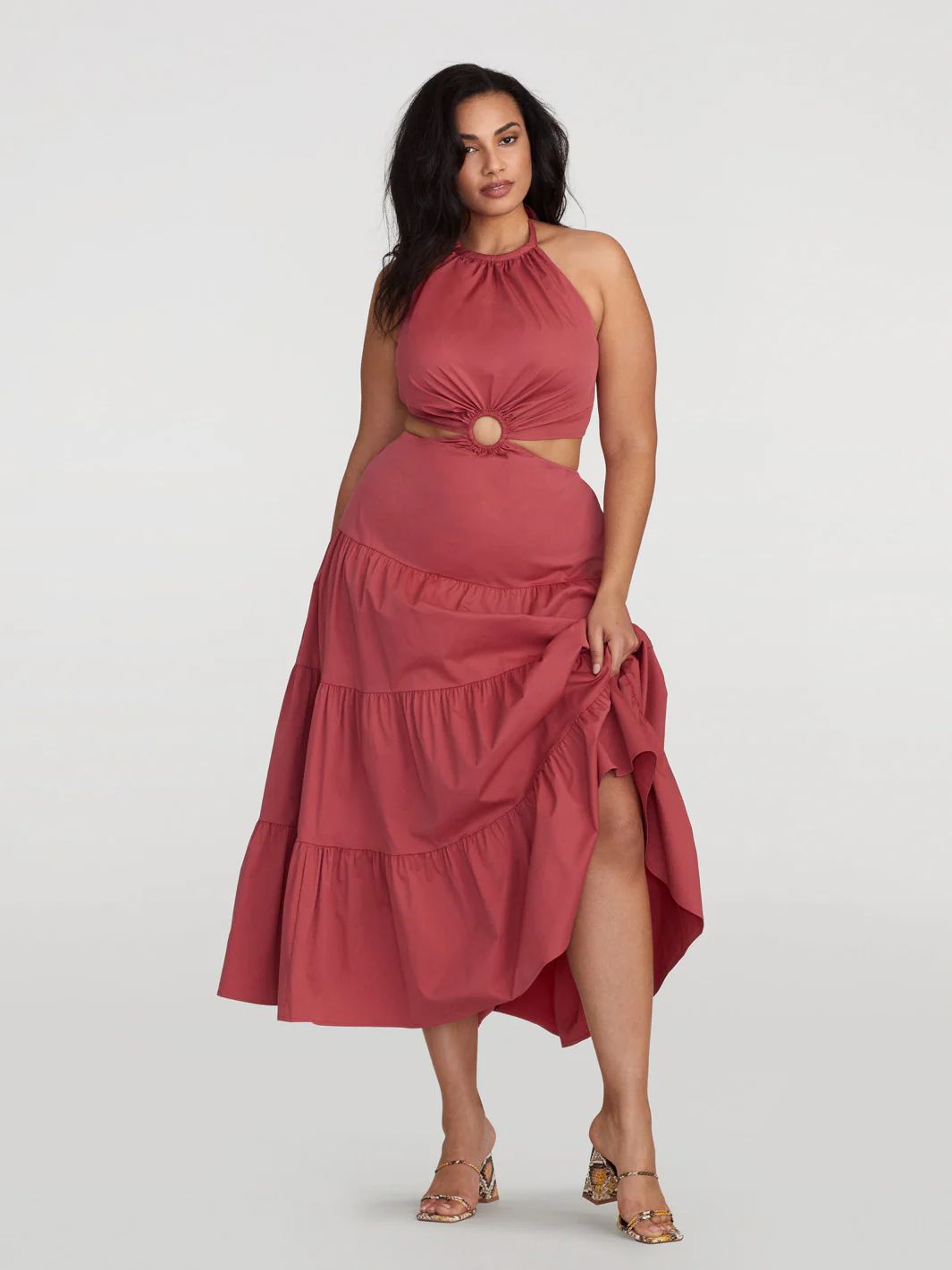 Gabrielle Union Women's Keyhole Cutout Tiered Maxi Dress in Dark Pink 4 Lord & Taylor | Lord & Taylor