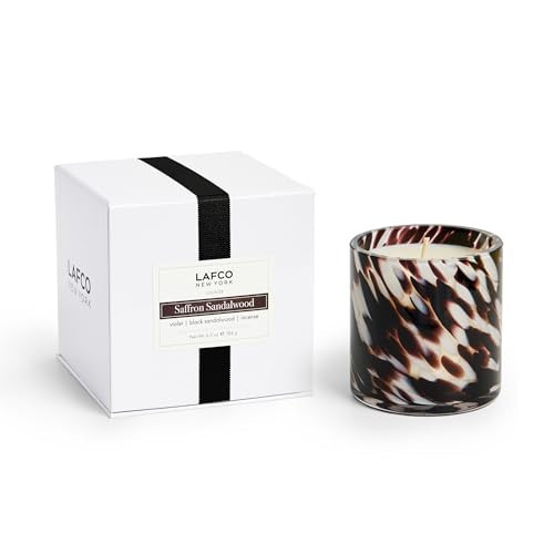 LAFCO New York Classic Fall Candle, Saffron Sandalwood - 6.5 oz - 50-Hour Burn Time - Reusable, Hand Blown Glass Vessel - Made in the USA | Amazon (US)