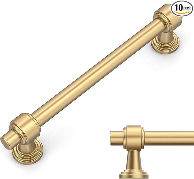 Amerdeco 10 Pack Champagne Bronze Cabinet Pulls 5 Inch(128mm) Hole Center Drawer Pulls Cabinet Ha... | Amazon (US)