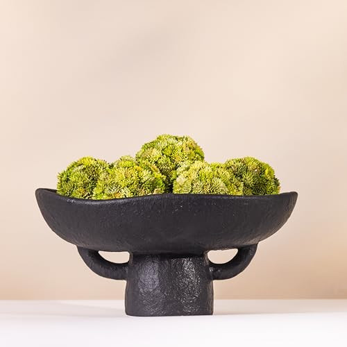 Balls and Pedestal Bowl Set Textured Black Ceramic Decorative Bowl with Succulent Balls for Counter Top, Farmhouse Table Centerpiece, Living Room, Kitchen Decor | Amazon (US)
