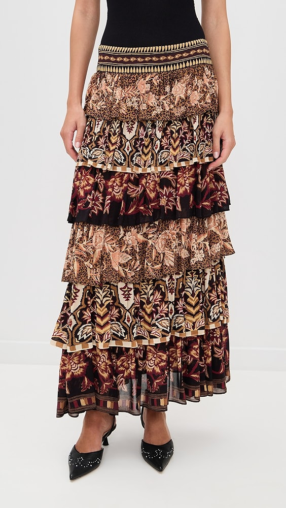 Mixed Scarves Ruffled Maxi Skirt | Shopbop