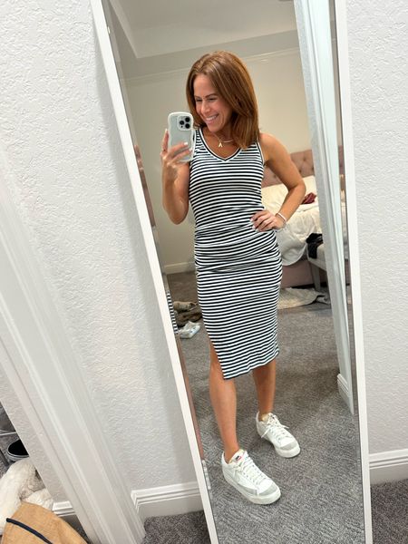This ribbed dress is so flattering! Wearing XS. So easy to dress up and down and great for travel  

#LTKtravel #LTKunder50 #LTKstyletip
