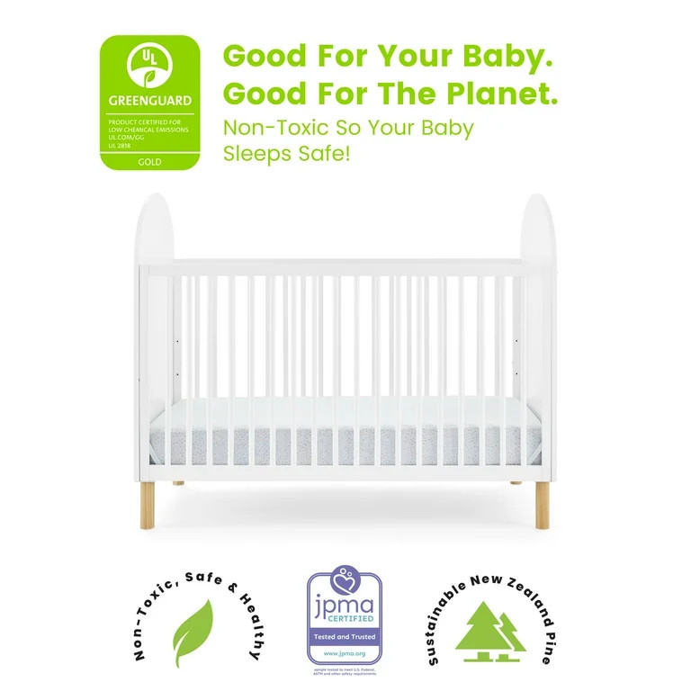 Delta Children Reese 4-in-1 Convertible Crib - Greenguard Gold Certified, Bianca White/Natural | Walmart (US)