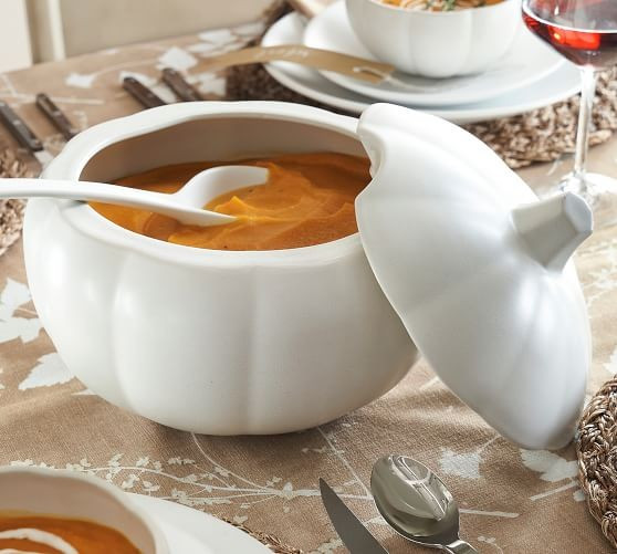 Modern Pumpkin Shaped Stoneware Tureen | Pottery Barn (US)