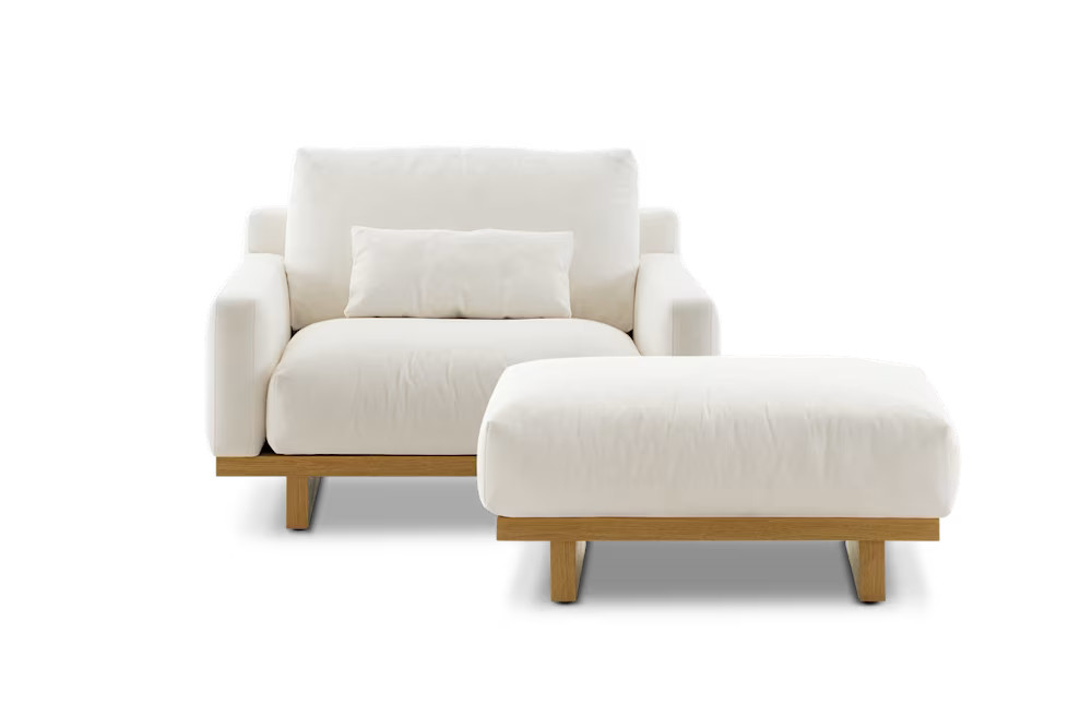 Mori Performance Fabric Armchair with Ottoman | Castlery US | Castlery US