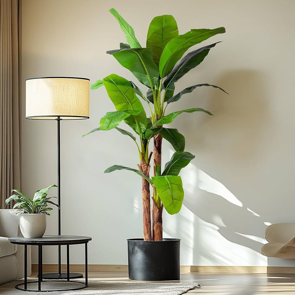 7.2FT Artificial Banana Tree Tall Fake Banana Leaf Plant Faux Banana Silk Tree Faux Banana Leaves... | Amazon (US)