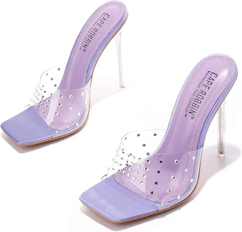Amazon.com | Cape Robbin Women's Brisa Sexy Stiletto High Heels Square Open Toe Shoes, Black, 5.5... | Amazon (US)