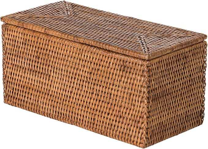 KOUBOO La Jolla Rectangular Rattan Box, Honey-Brown Toilet Roll Storage Basket | Amazon (US)