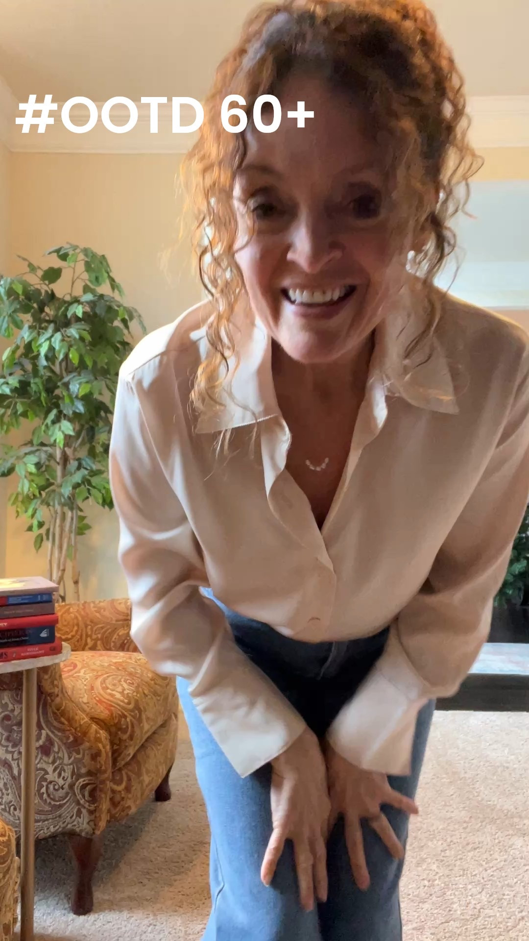 #OOTD for a 60+ ladies. I love a solid cream colored blouse. It goes with everything. It’s flattering and you can dress it up or dress it down. I paired it with some barrel leg jeans (obviously in a petite since I’m only 5’2”) and some leopard flats. A Steve Madden narrow belt and my usual faux pearls complete the ensemble. Now to convince my hubby that we’re going out to dinner.😉

#LTKOver40 #LTKootd #LTKPetite