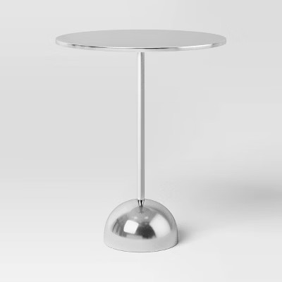 Optimistic Modern Pedestal Metal Side  Accent Table Chrome - Room Essentials™ | Target