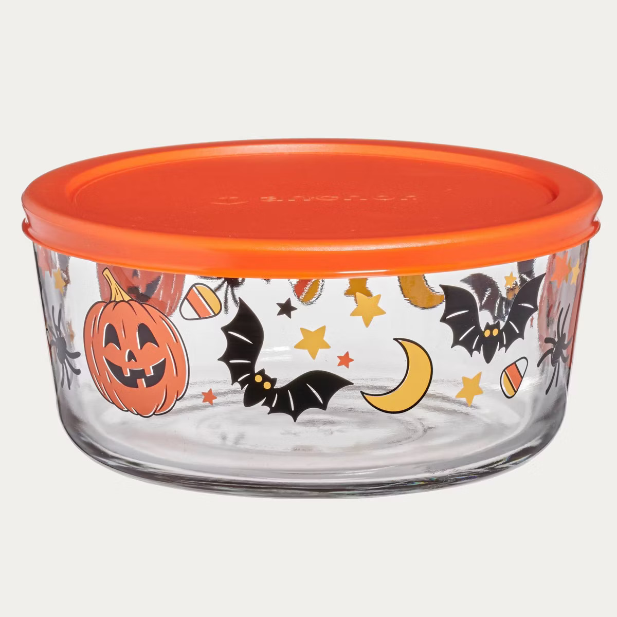 Anchor 7c Pumpkins Bats Spiders Glass Food Storage Container | Target
