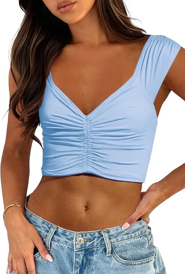Zeagoo Women's Y2k Tank Tops Sweetheart Neck Going Out Crop Top Cute Slim Fitted Workout Tops | Amazon (US)