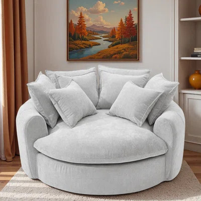 Full-compressed Round Chaise Lounge Sofa With 8 Throw Pillows | Wayfair North America
