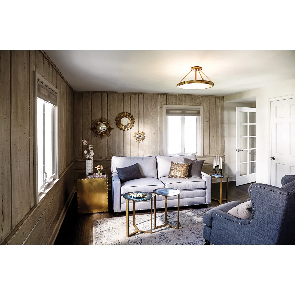 Collier Four-Light Semi-Flush Mount Ceiling Light - Heritage Brass | Perigold