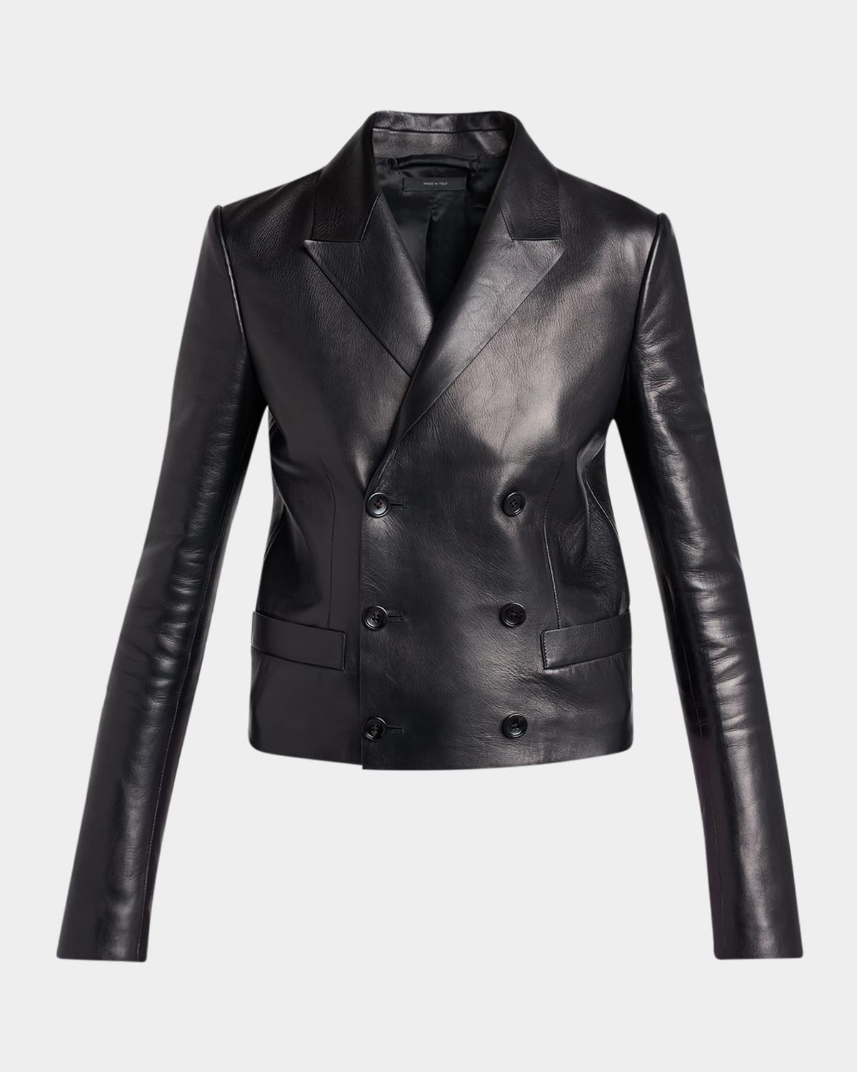 Nappa Leather Double-Breasted Blazer | Neiman Marcus
