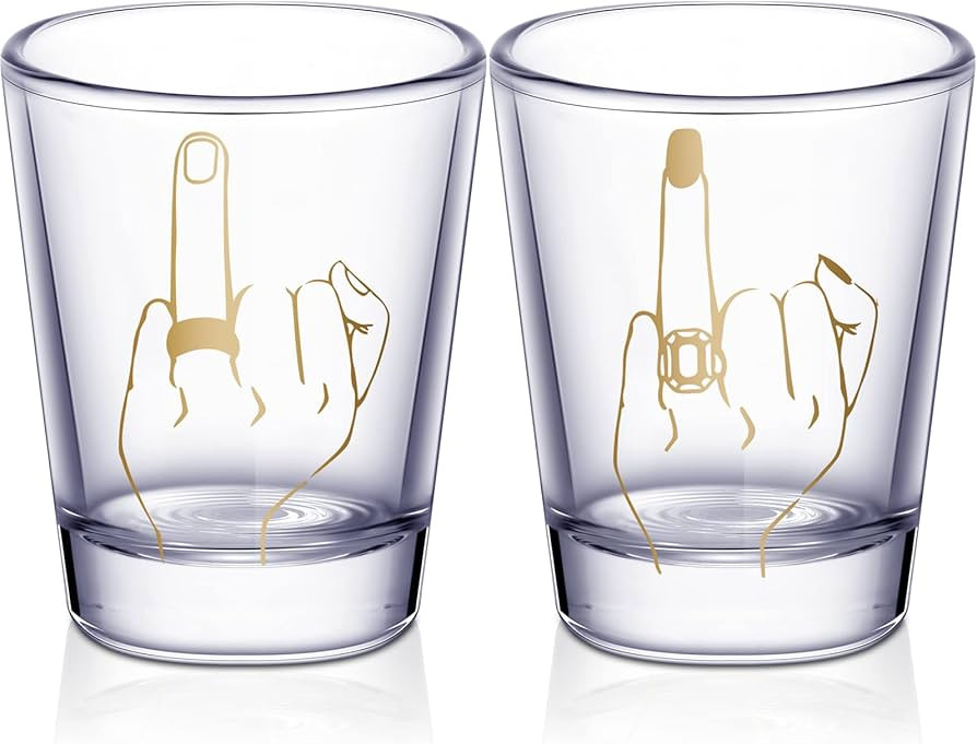 Mimorou Bride and Groom Glasses 2 Pieces Ring Finger Wedding Funny Bride Wine Glass 2 oz Mr and M... | Amazon (US)