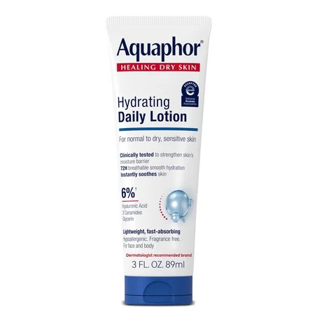 Aquaphor Daily Hydrating Face and Body Lotion, 3 fl oz Tube | Walmart (US)