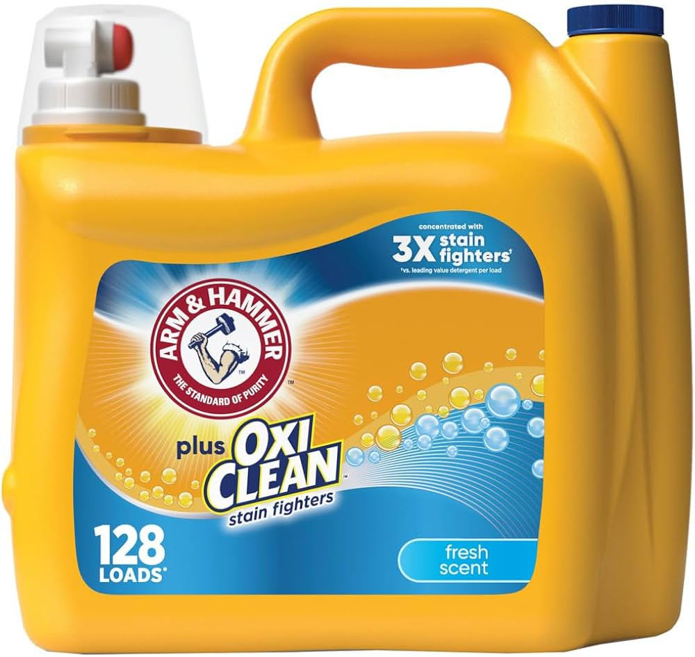 Arm & Hammer Plus OxiClean Fresh Scent, 128 Loads Liquid Laundry Detergent, 166.5 Fl oz | Amazon (US)