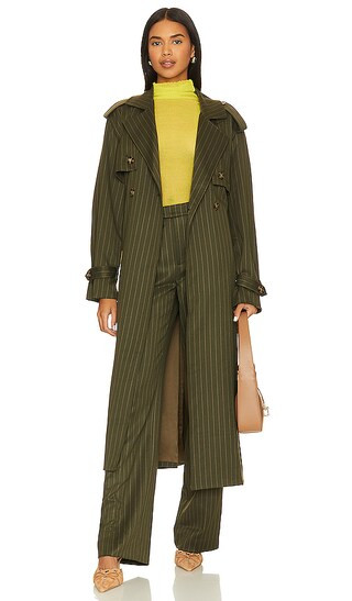 Charles Trench Coat in Green Stripe | Revolve Clothing (Global)