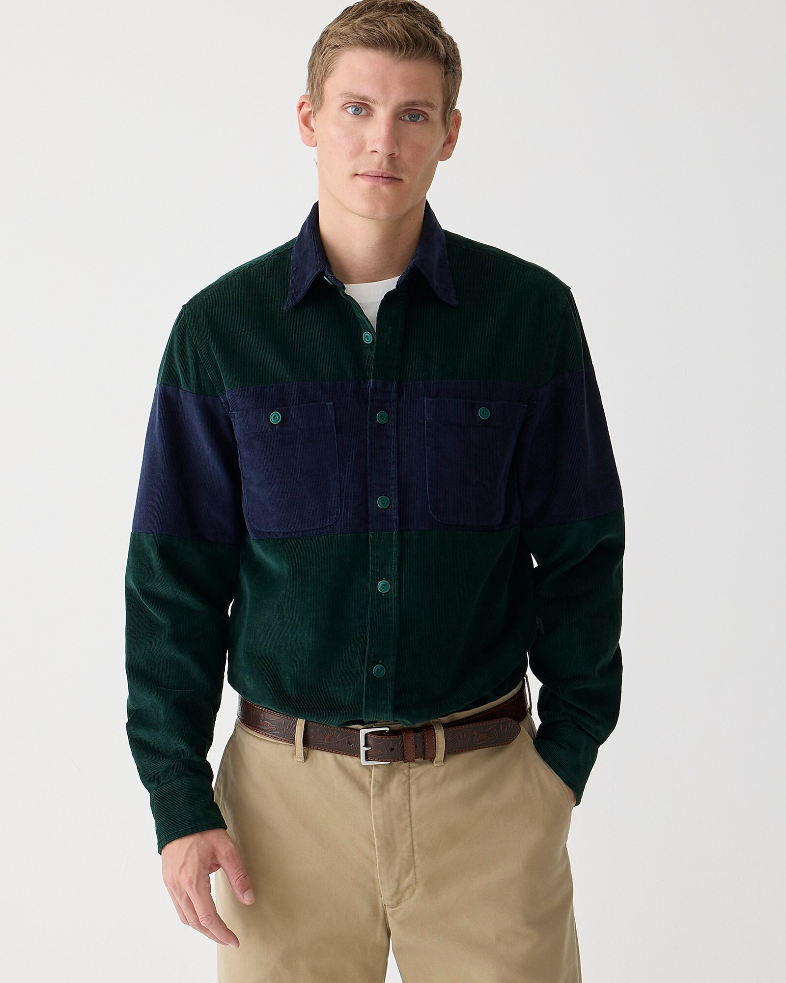 Midweight corduroy workshirt in colorblock | J. Crew US