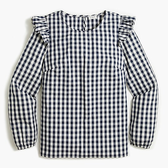 Cotton poplin top with ruffles | J.Crew Factory