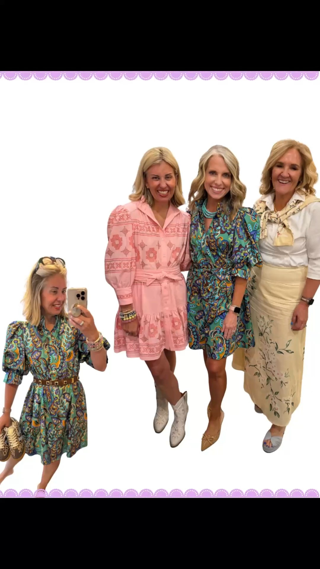 Twinning with @coasttocoast2 in this gorgeous Tyler Boe dress! Such a fun  night with friends. I’m wearing a small in the pink dress, xs in the paisley dress & 8 in boot and sneaker (both tts). 

#LTKdayinmylife #LTKPetite #LTKOver40